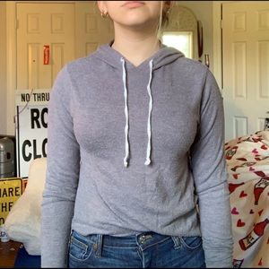 Grey cropped layering hoodie